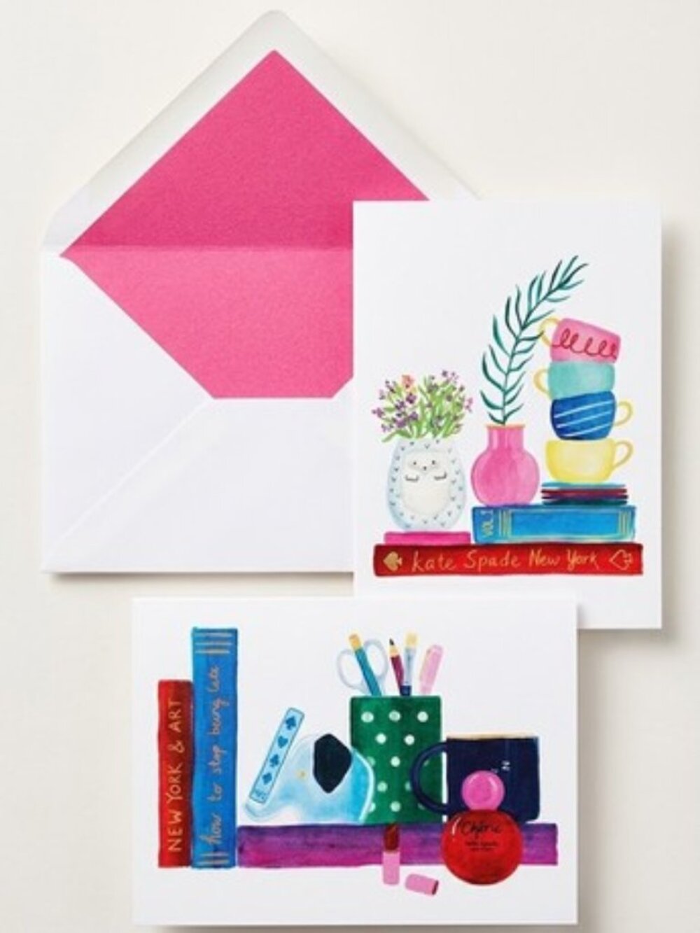 NIB Kate Spade NY Charmed Library Notecard Set 2 DESIGNS 10 CARDS